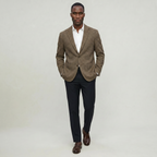 Men’s Wool Tweed Blazer - Single Breasted Smart Casual Suit Jacket