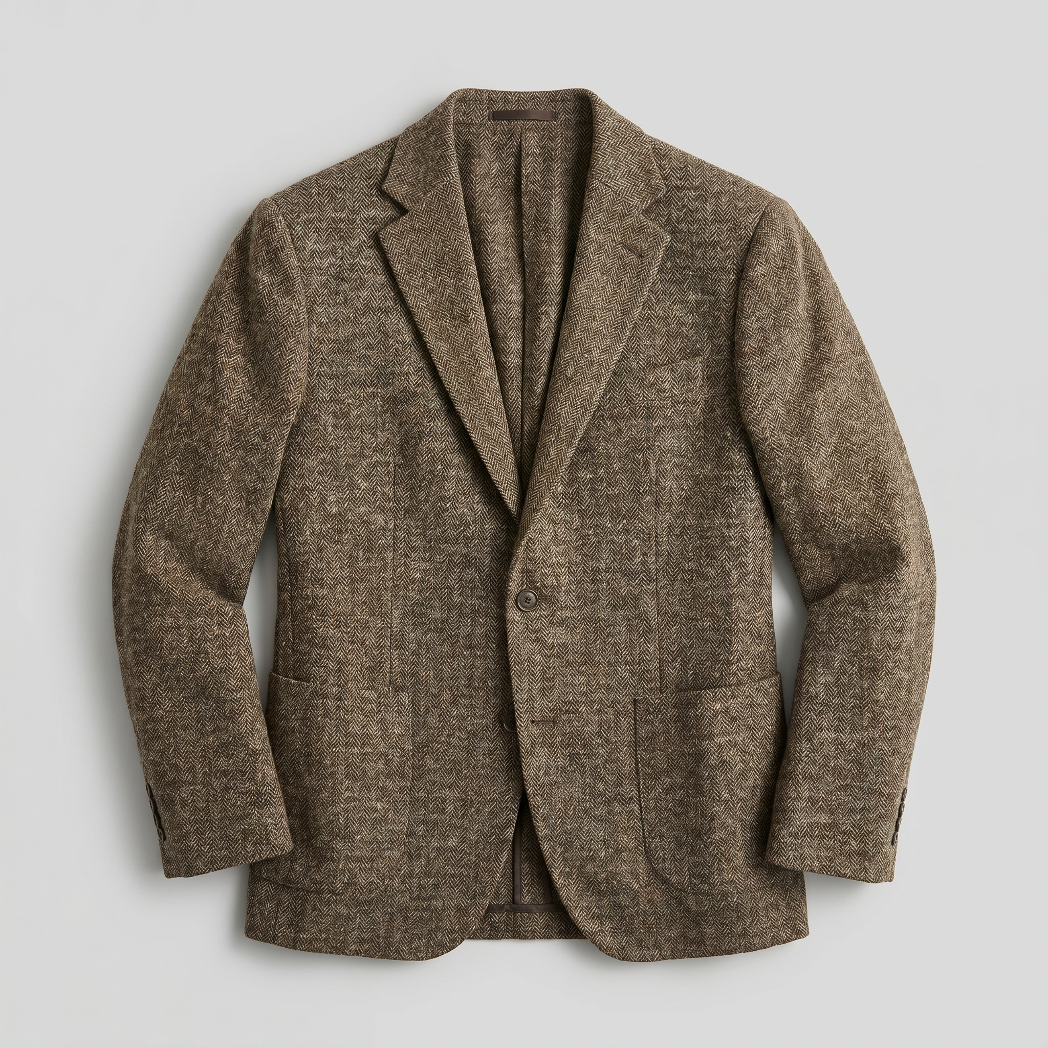 Men’s Wool Tweed Blazer - Single Breasted Smart Casual Suit Jacket