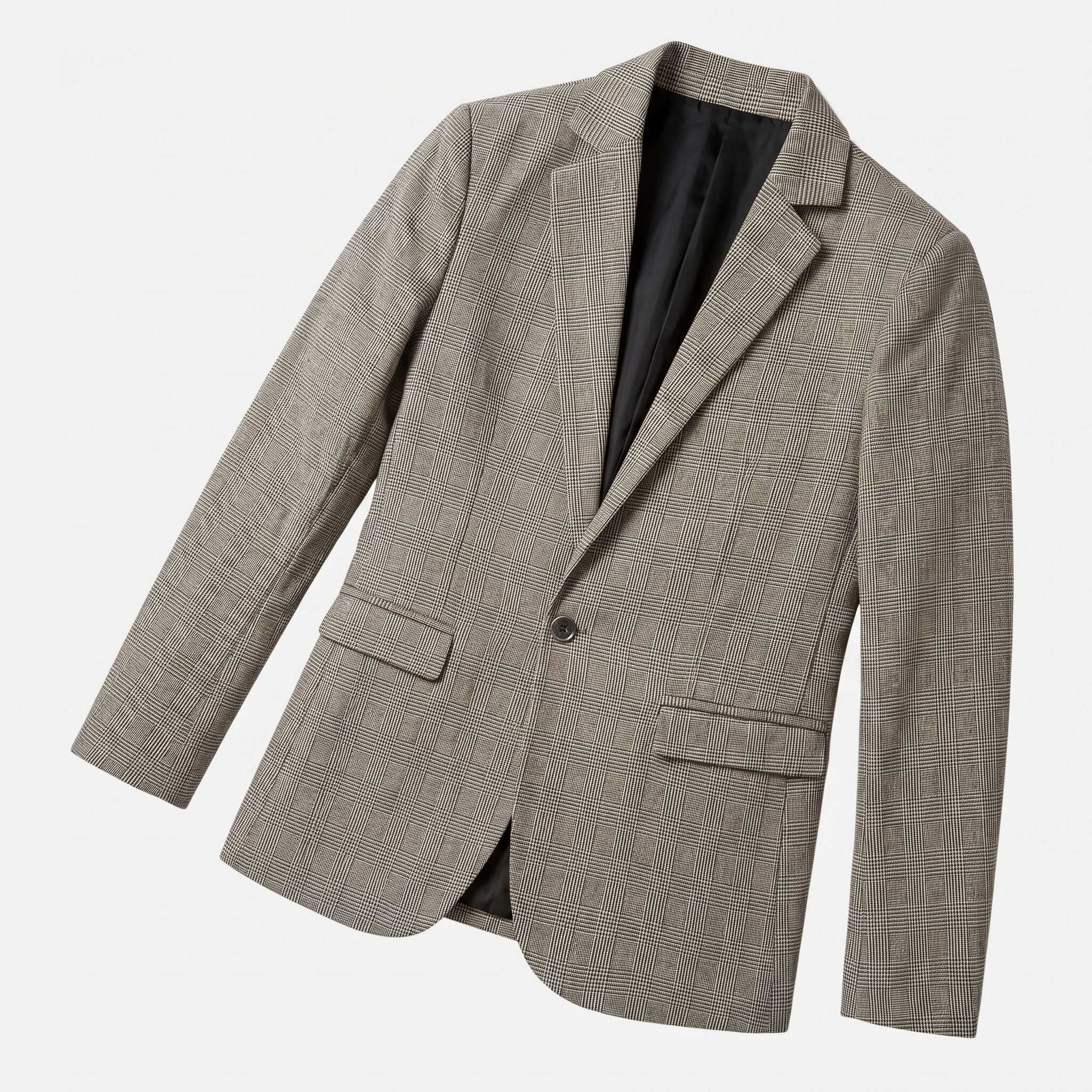 Men’s Wool Tweed Blazer - Single Button Tailored Fit