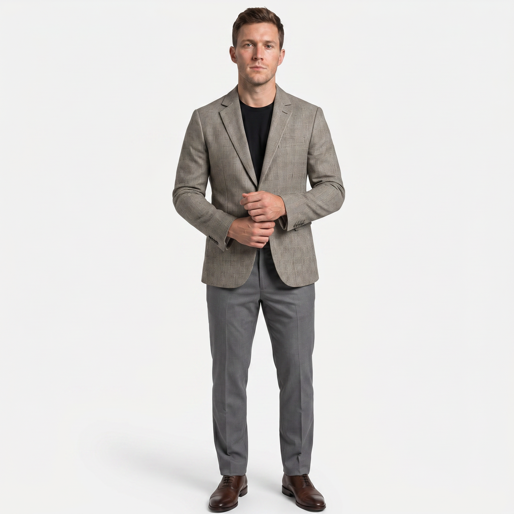 Men’s Wool Tweed Blazer - Single Button Tailored Fit
