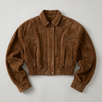 Women's Cropped Suede Jacket - Slim Fit Vintage Blazer