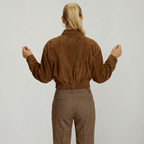 Women's Cropped Suede Jacket - Slim Fit Vintage Blazer