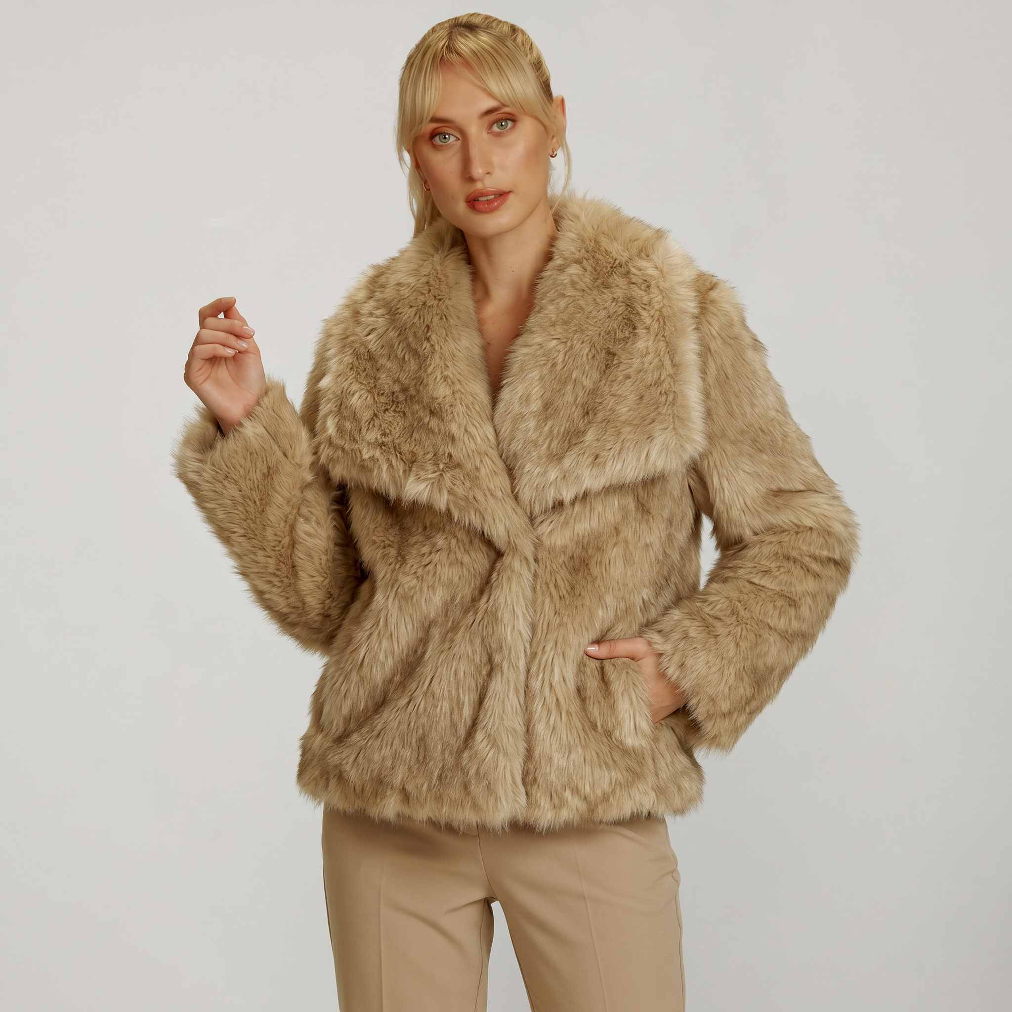 Women's Faux Fur Winter Coat - Slim Fit