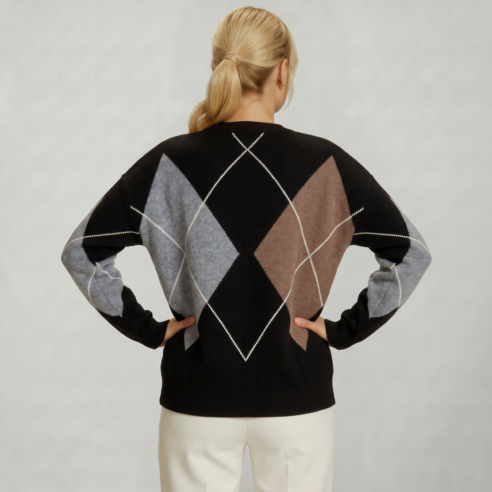 Women’s Argyle Knit Button Cardigan