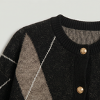 Women’s Argyle Knit Cardigan - Button Front Patterned Sweater