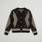 Women’s Argyle Knit Cardigan - Button Front Patterned Sweater