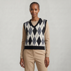 Women’s Argyle Sweater Vest - V Neck Preppy Knitted Vest Top