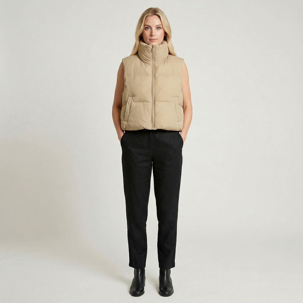 Women’s Lightweight Quilted Puffer Vest - Casual Zip Up Outerwear