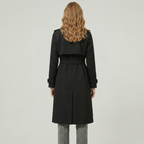 Women’s Belted Long Coat - Double-Breasted Longline Fit