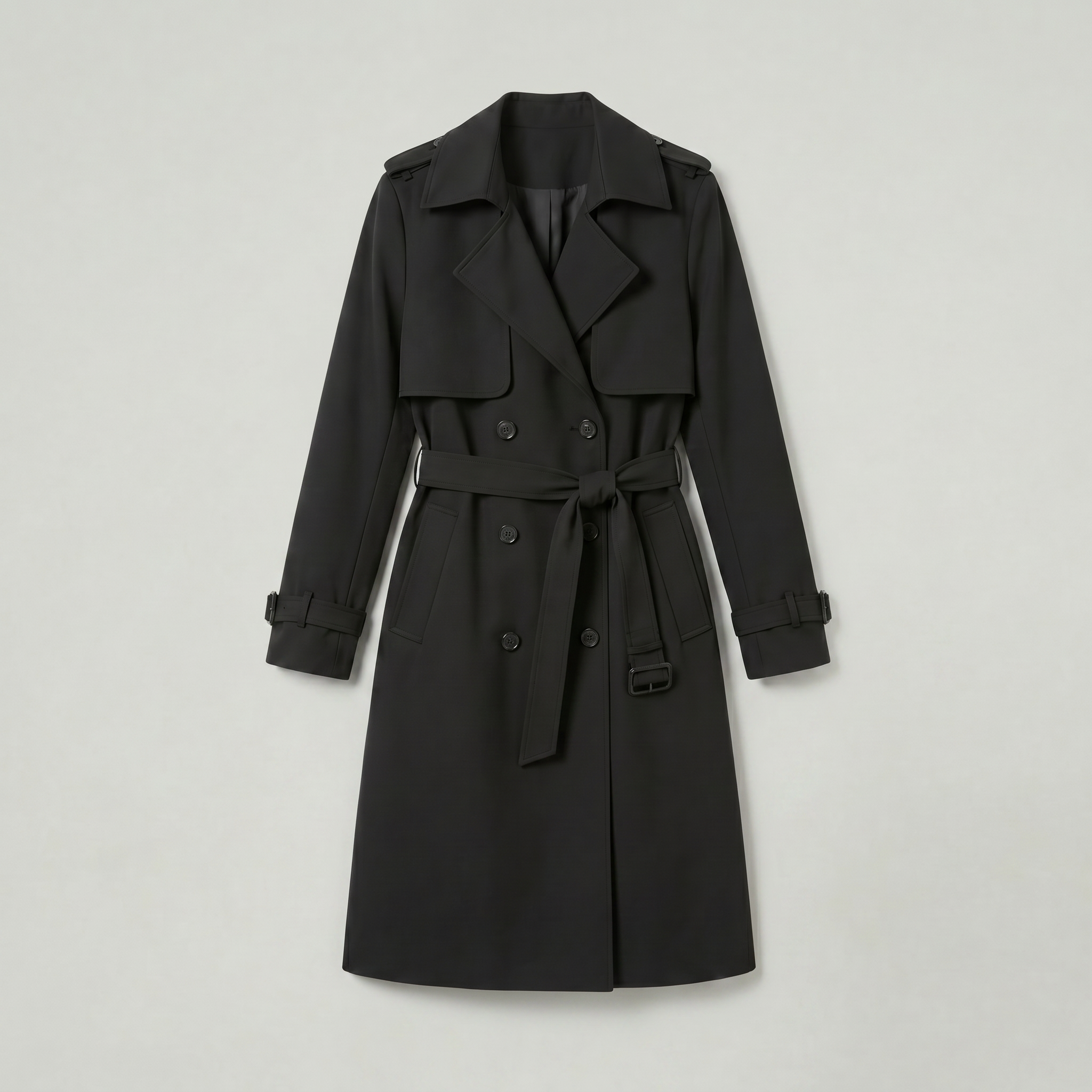 Women’s Belted Long Coat - Double-Breasted Longline Fit