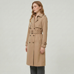 Women’s Belted Long Coat - Double-Breasted Longline Fit
