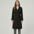 Women’s Belted Long Coat - Double-Breasted Longline Fit