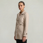 Women’s Belted Coat - Button Front Tailored Fit