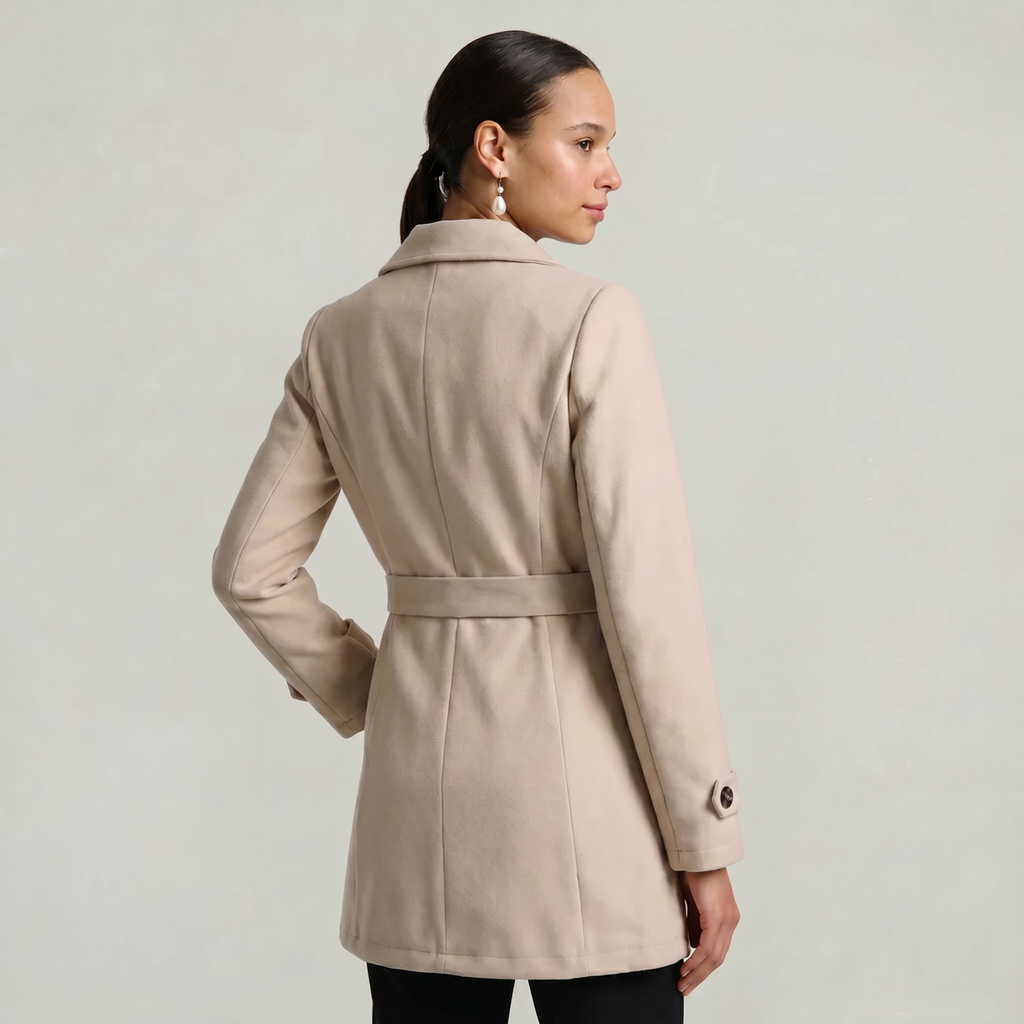 Women’s Belted Coat - Button Front Tailored Fit