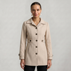 Women’s Belted Coat - Button Front Tailored Fit