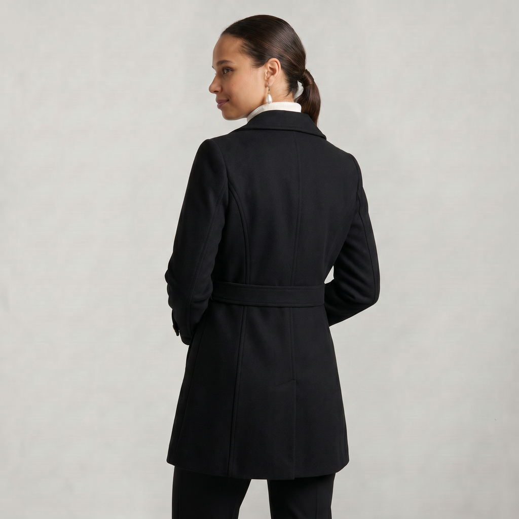 Women’s Belted Coat - Button Front Tailored Fit