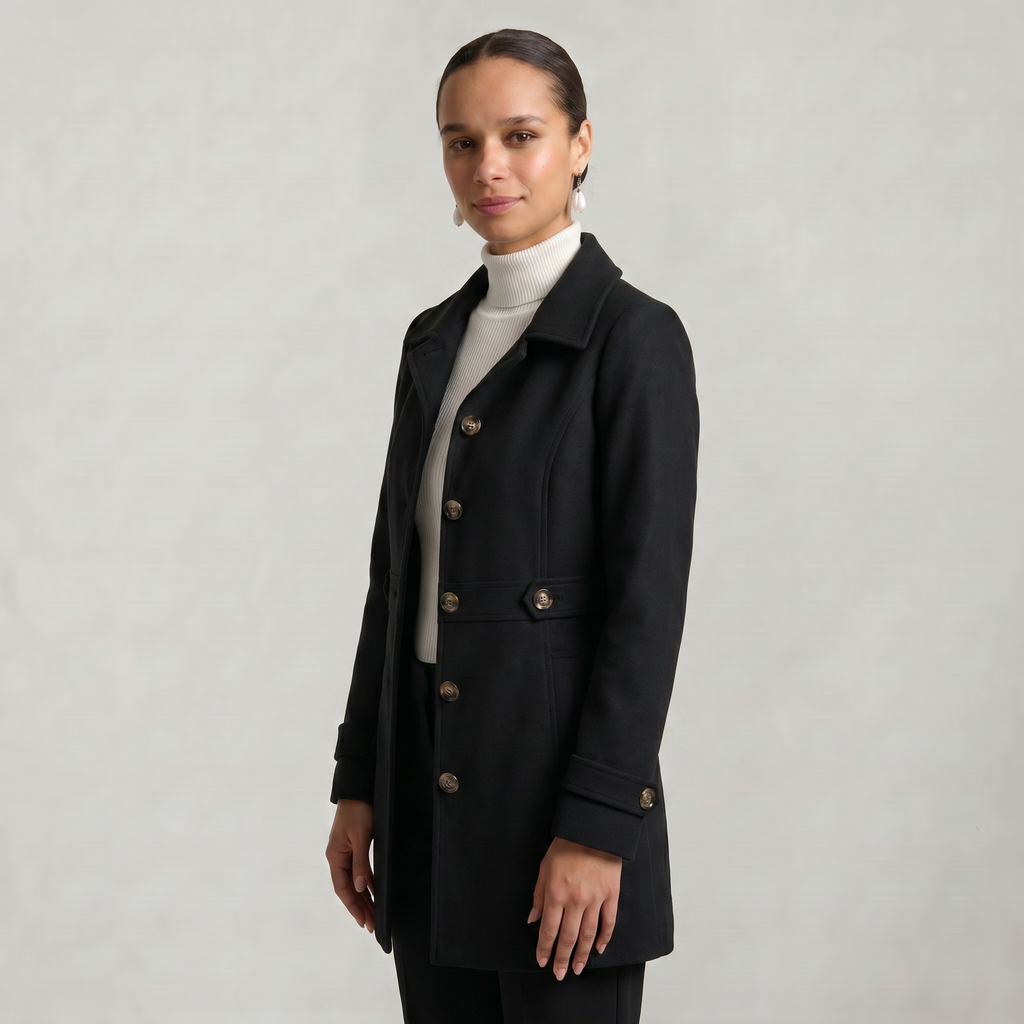 Women’s Belted Coat - Button Front Tailored Fit