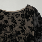 Women’s Black Lace Midi Dress - Long Sleeve Fitted Fit