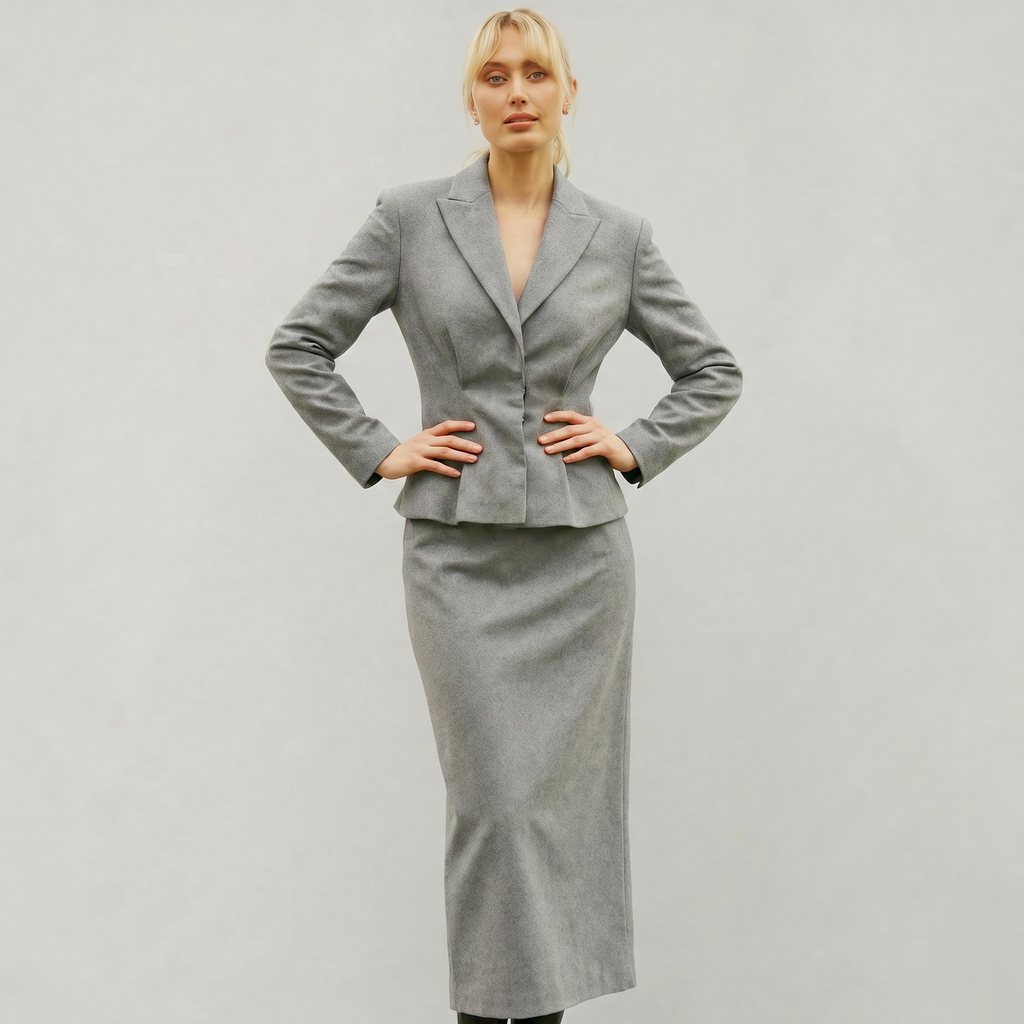 Women’s Tailored Blazer & Long Skirt Set - Elegant Slim Fit Two Piece Suit
