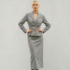 Women’s Tailored Blazer & Long Skirt Set - Elegant Slim Fit Two Piece Suit