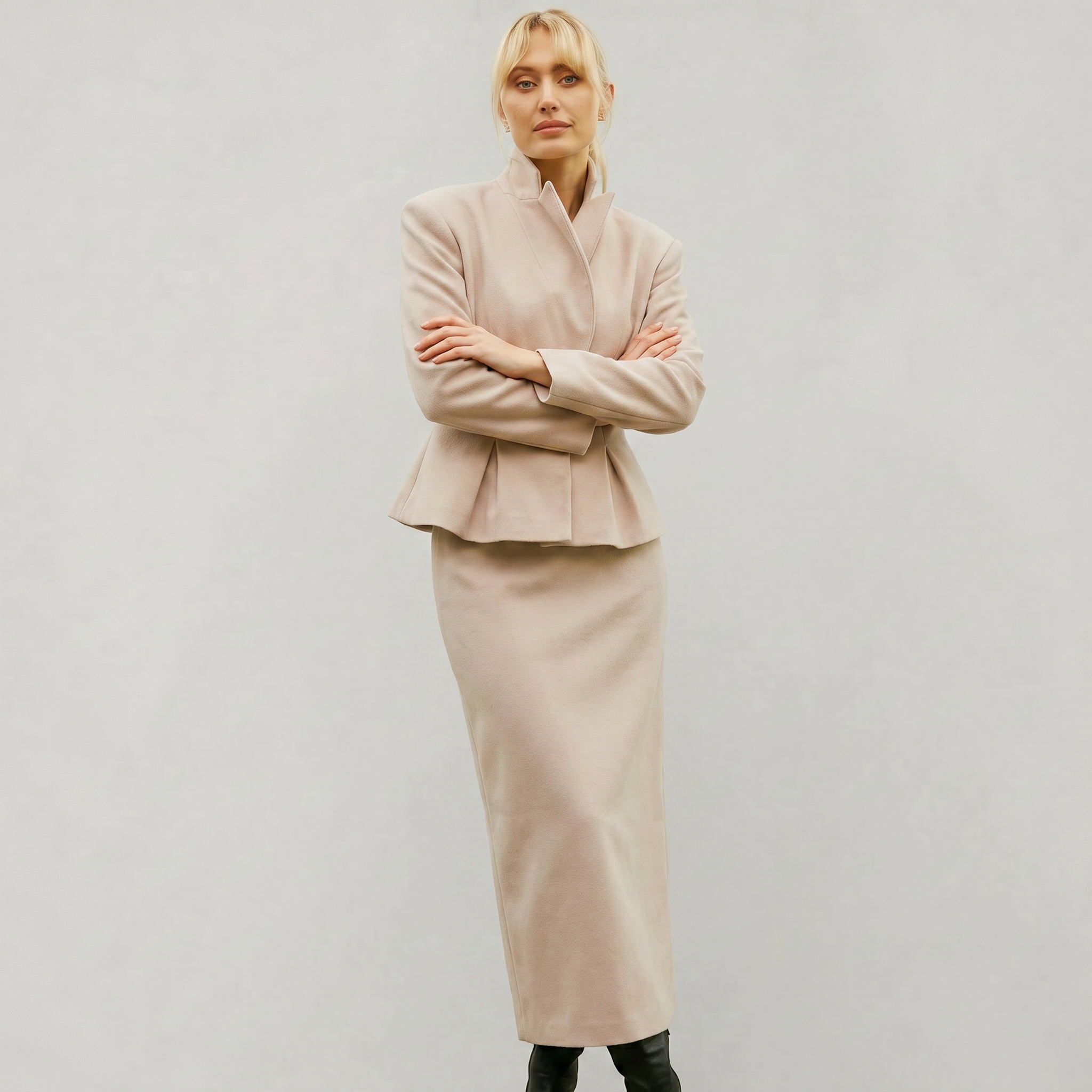 Women’s Tailored Blazer & Long Skirt Set - Elegant Slim Fit Two Piece Suit