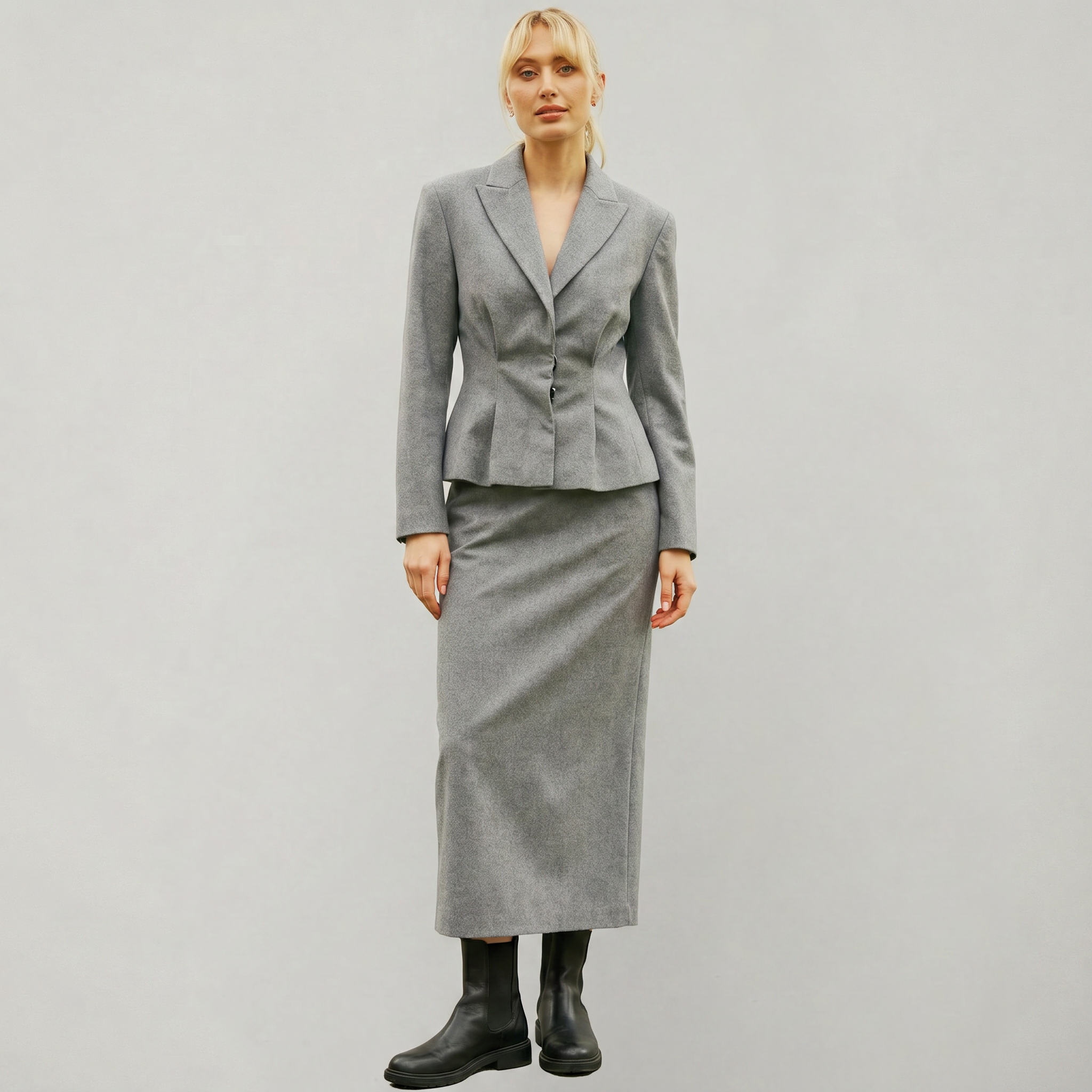 Women’s Tailored Blazer & Long Skirt Set - Elegant Slim Fit Two Piece Suit