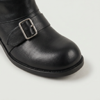 Women’s Buckle Strap Boots -  Block Heel Fit