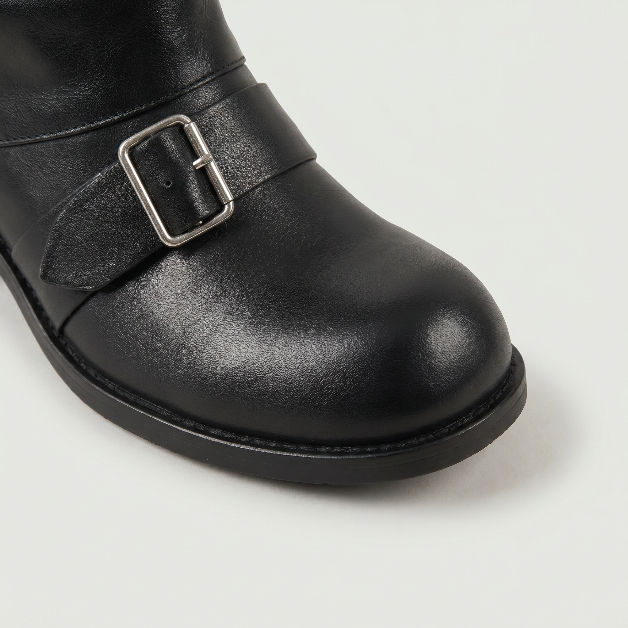 Women’s Buckle Strap Boots -  Block Heel Fit
