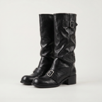 Women’s Buckle Strap Boots -  Block Heel Fit