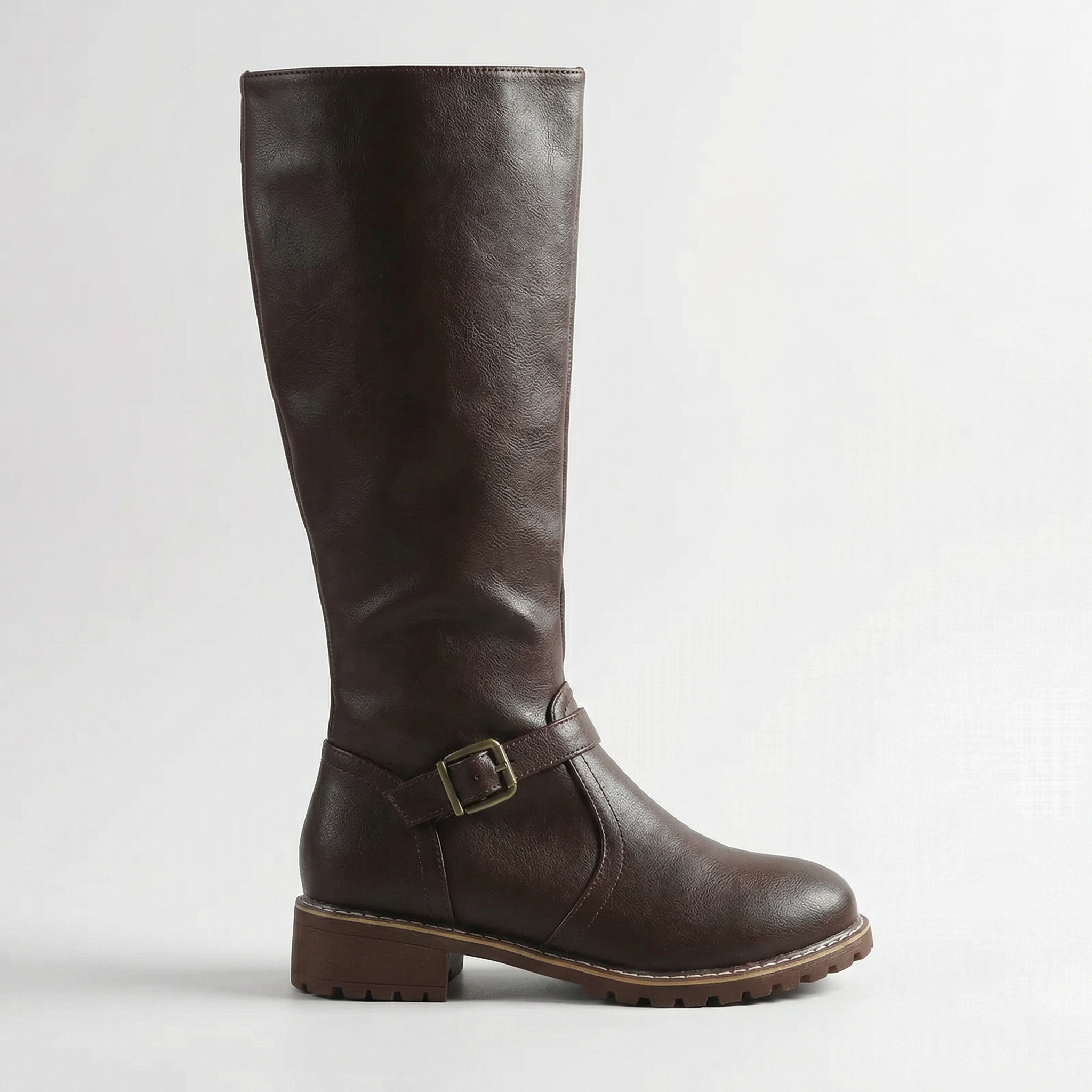 Women's Buckle Strap Leather Boots