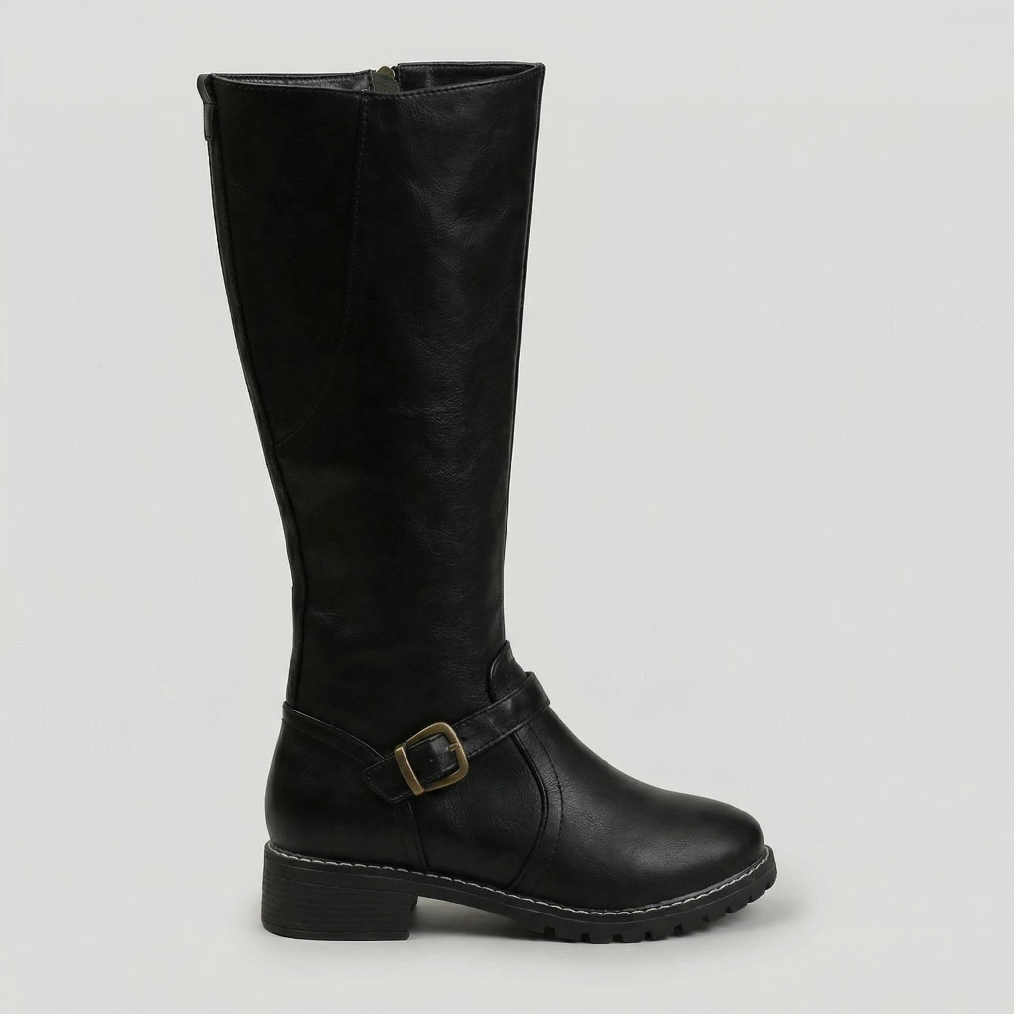 Women's Buckle Strap Leather Boots
