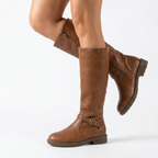 Women's Buckle Strap Leather Boots