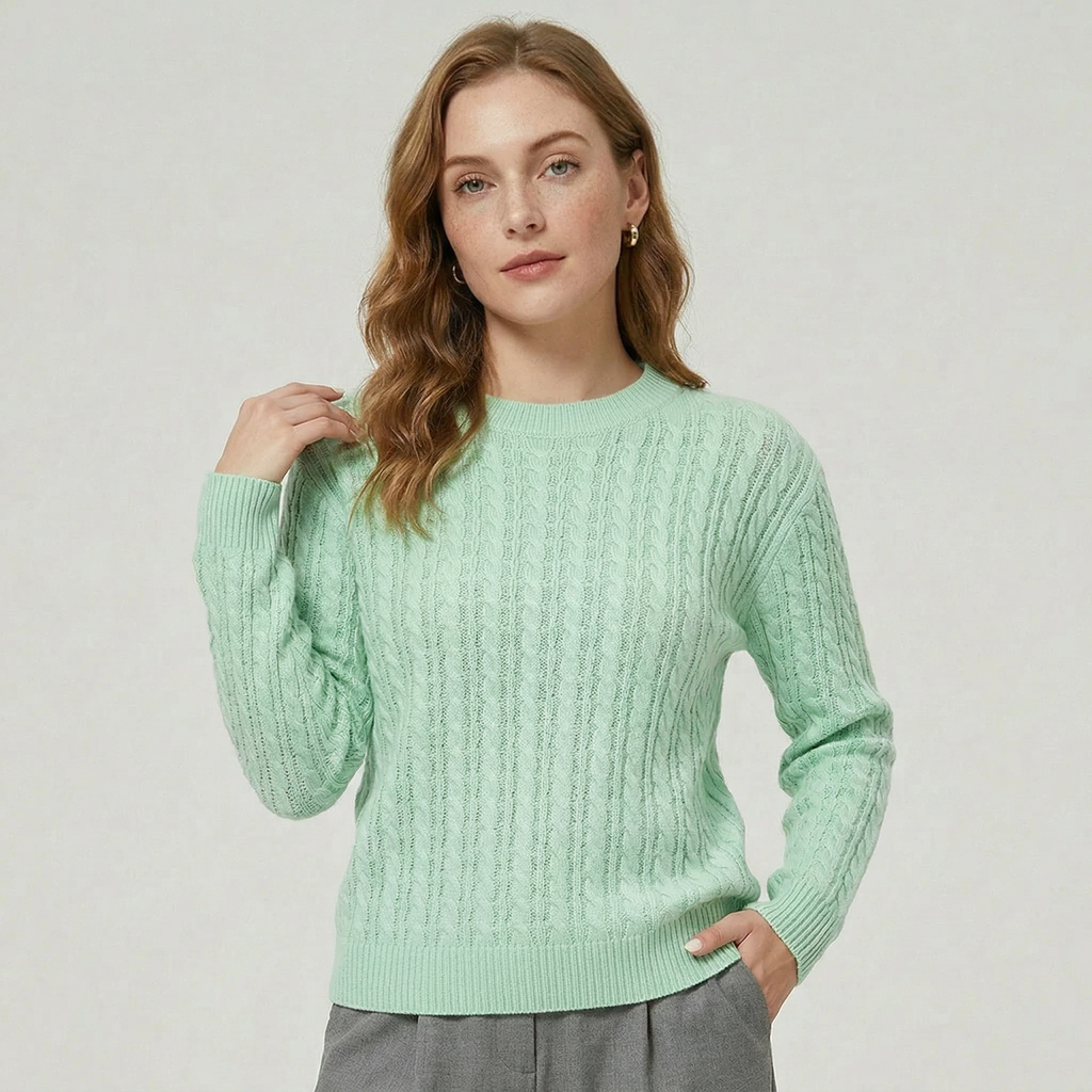 Women’s Knit Cable Sweater - Crewneck Regular Fit