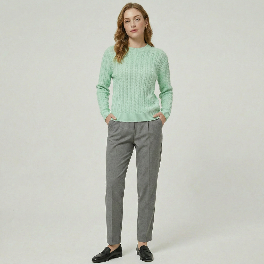 Women’s Knit Cable Sweater - Crewneck Regular Fit