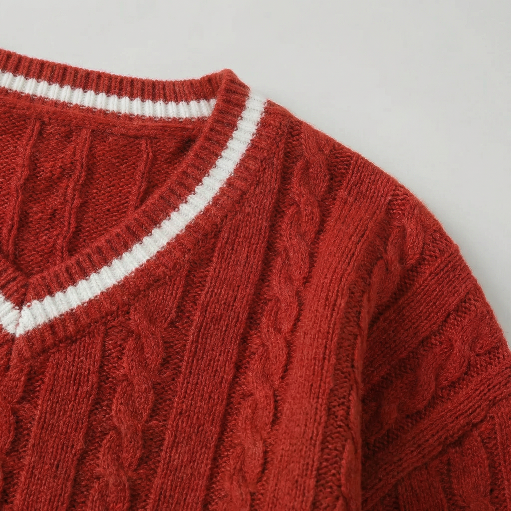 Women’s Cable Knit V-Neck Sweater