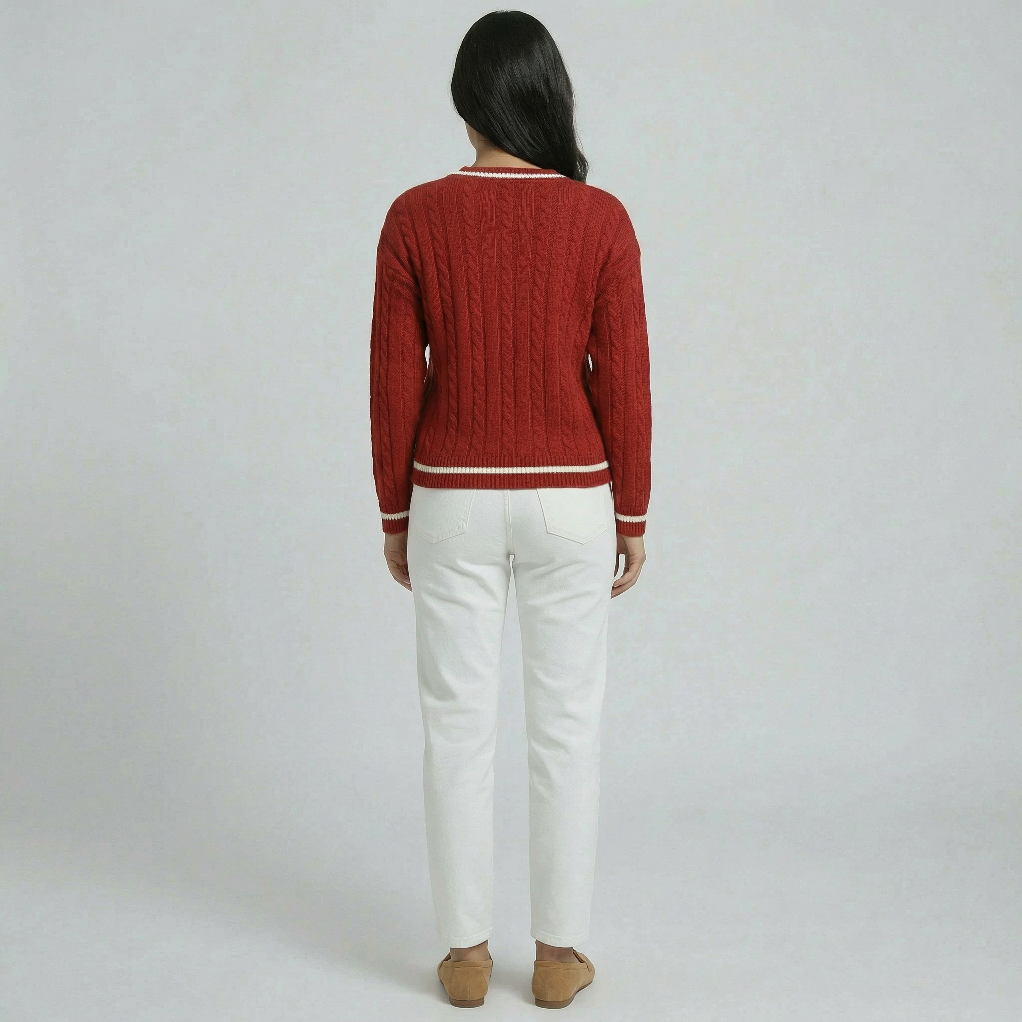 Women’s Cable Knit V-Neck Sweater