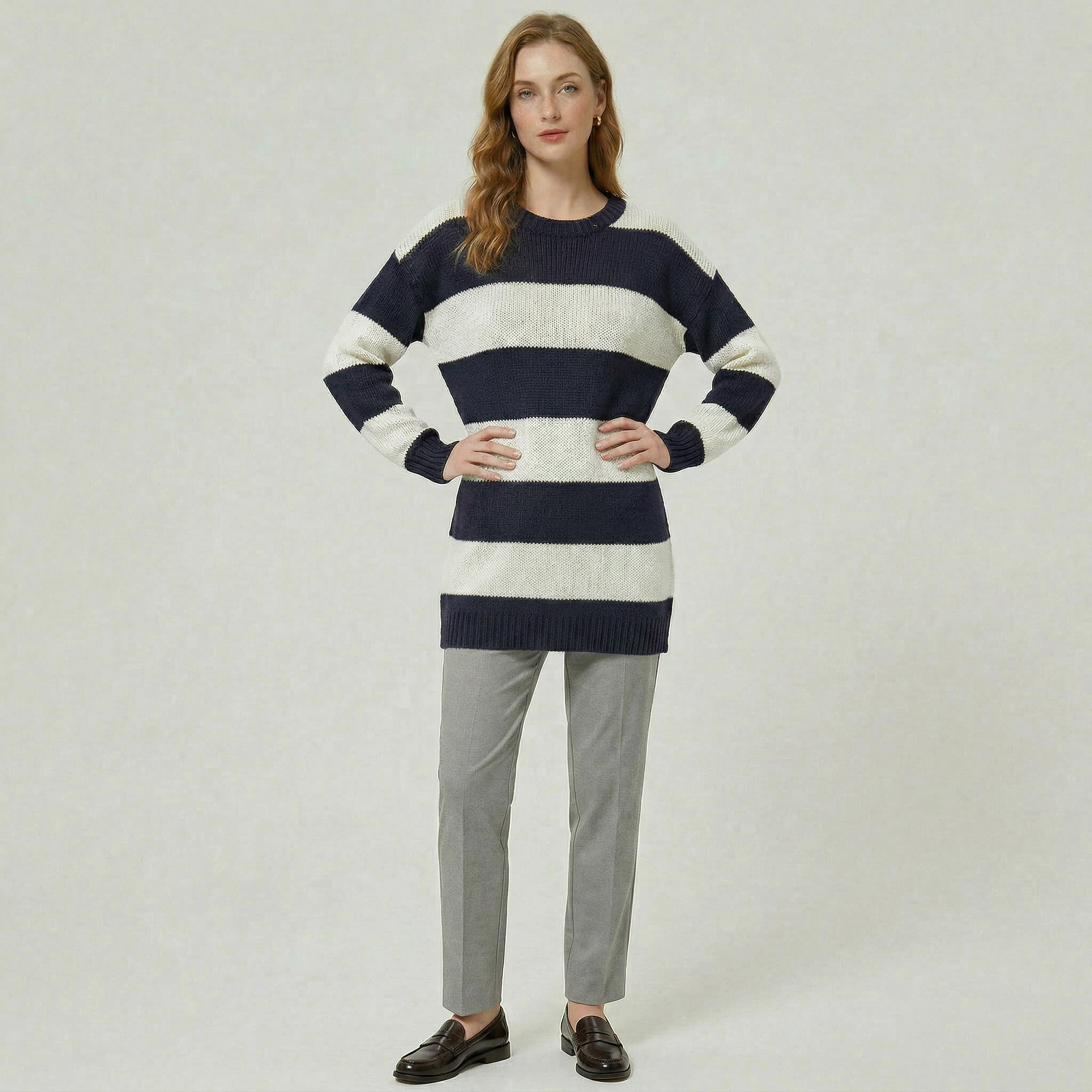 Women’s Knit Chunky Cardigan - Crewneck Relaxed Fit
