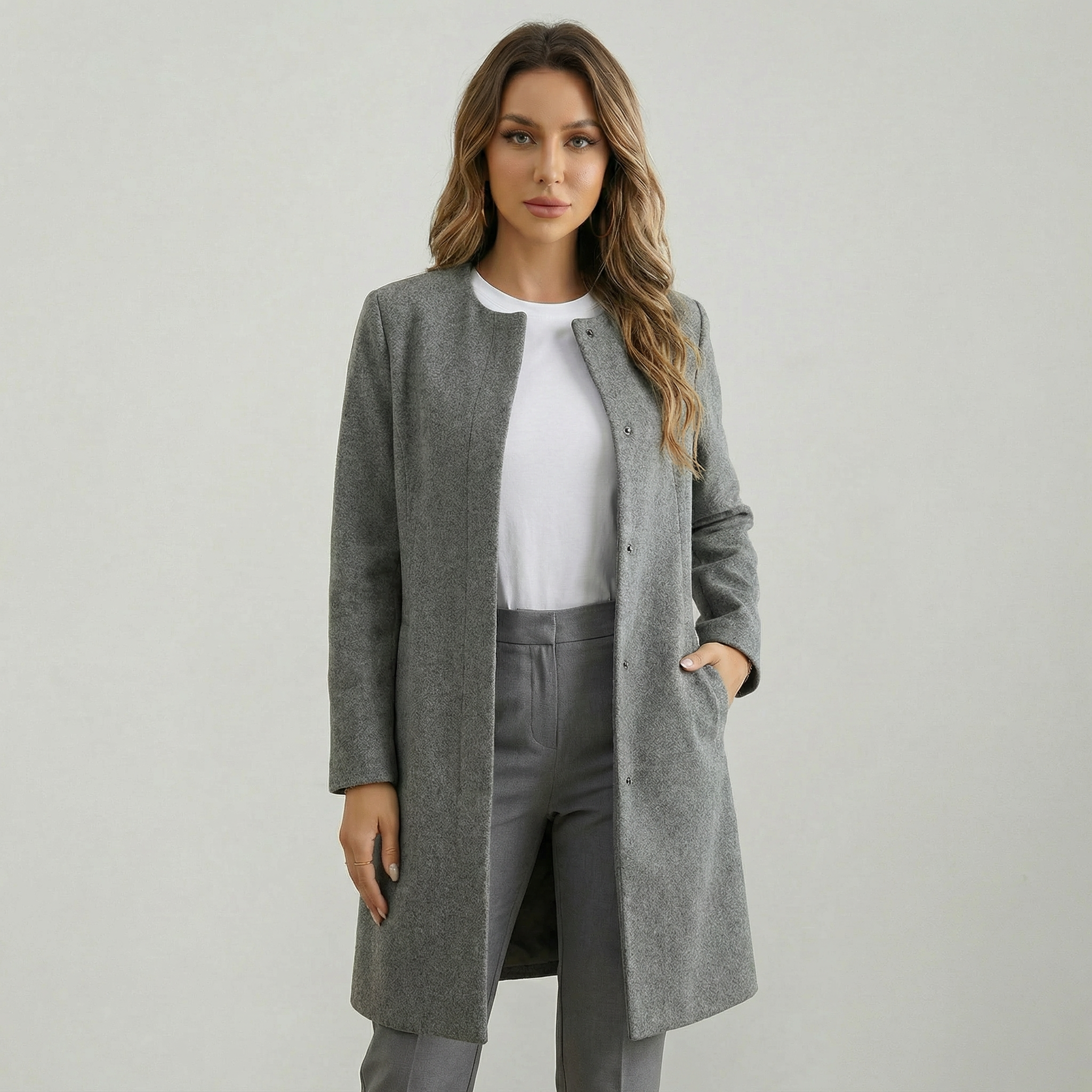 Women's Collarless Cardigan Sweater