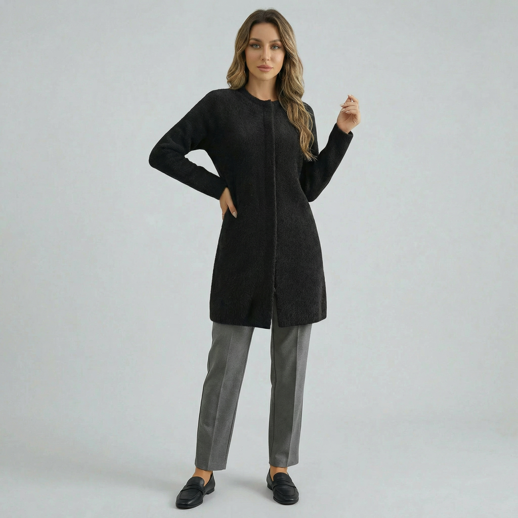 Women's Collarless Cardigan Sweater