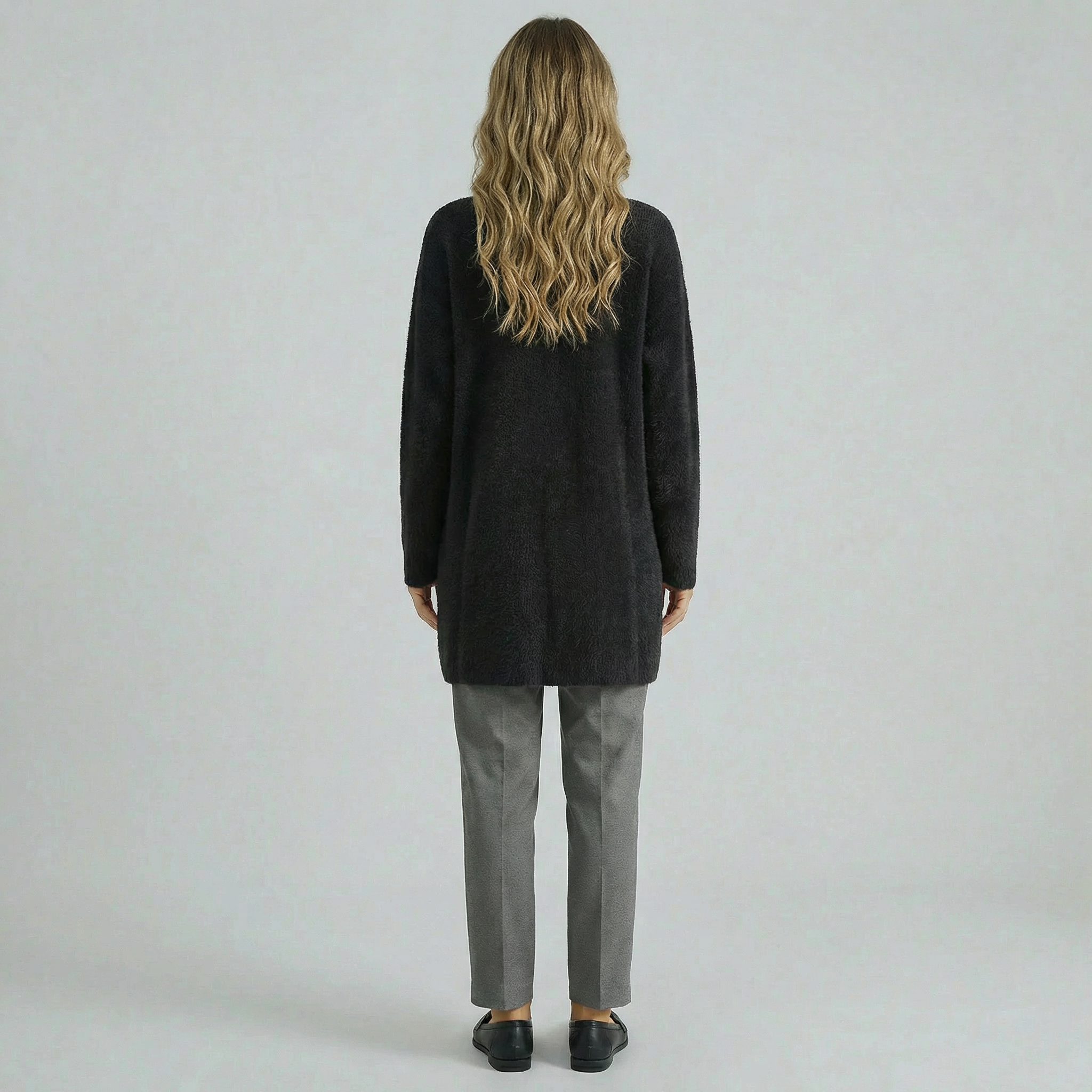 Women's Collarless Cardigan Sweater