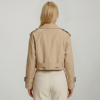 Women’s Cropped Trench Jacket - Belted Short Double-Breasted Coat