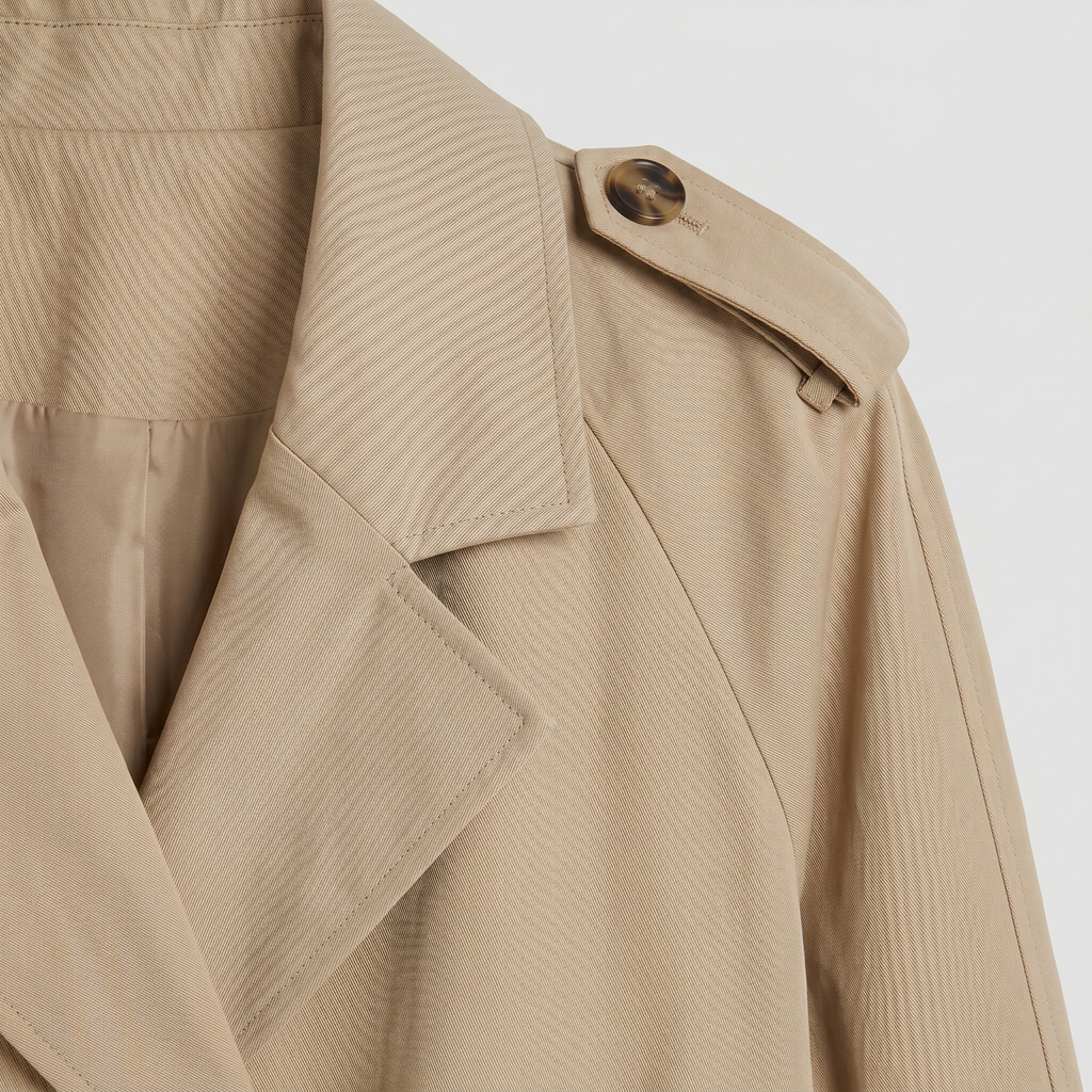Women’s Cropped Trench Jacket - Belted Short Double-Breasted Coat