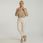 Women’s Cropped Trench Jacket - Belted Short Double-Breasted Coat