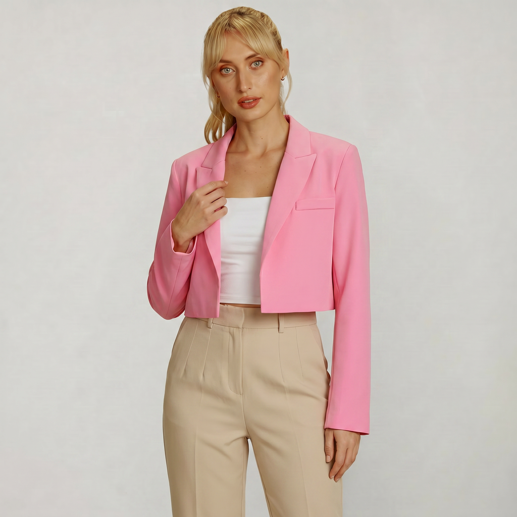 Women’s Cropped Blazer Jacket - Tailored Short Fit Smart Blazer