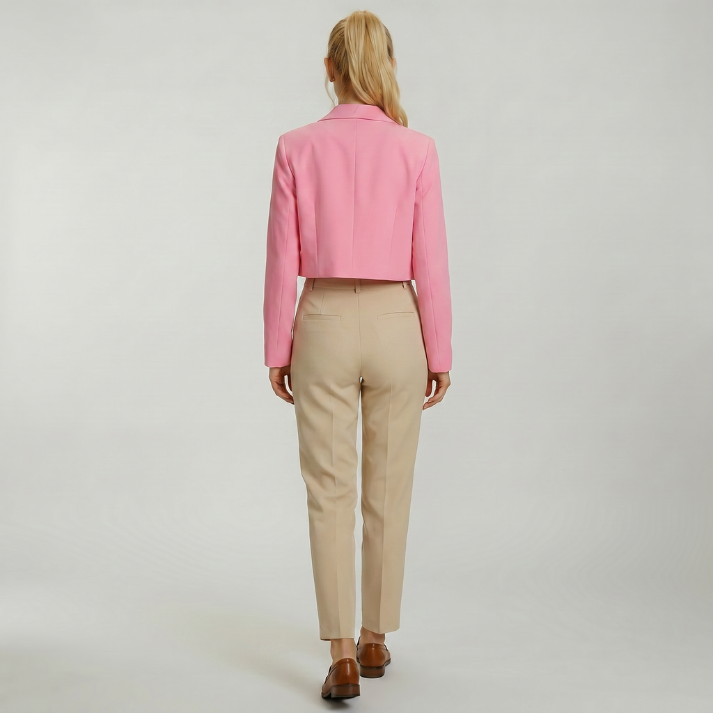 Women’s Cropped Blazer Jacket - Tailored Short Fit Smart Blazer