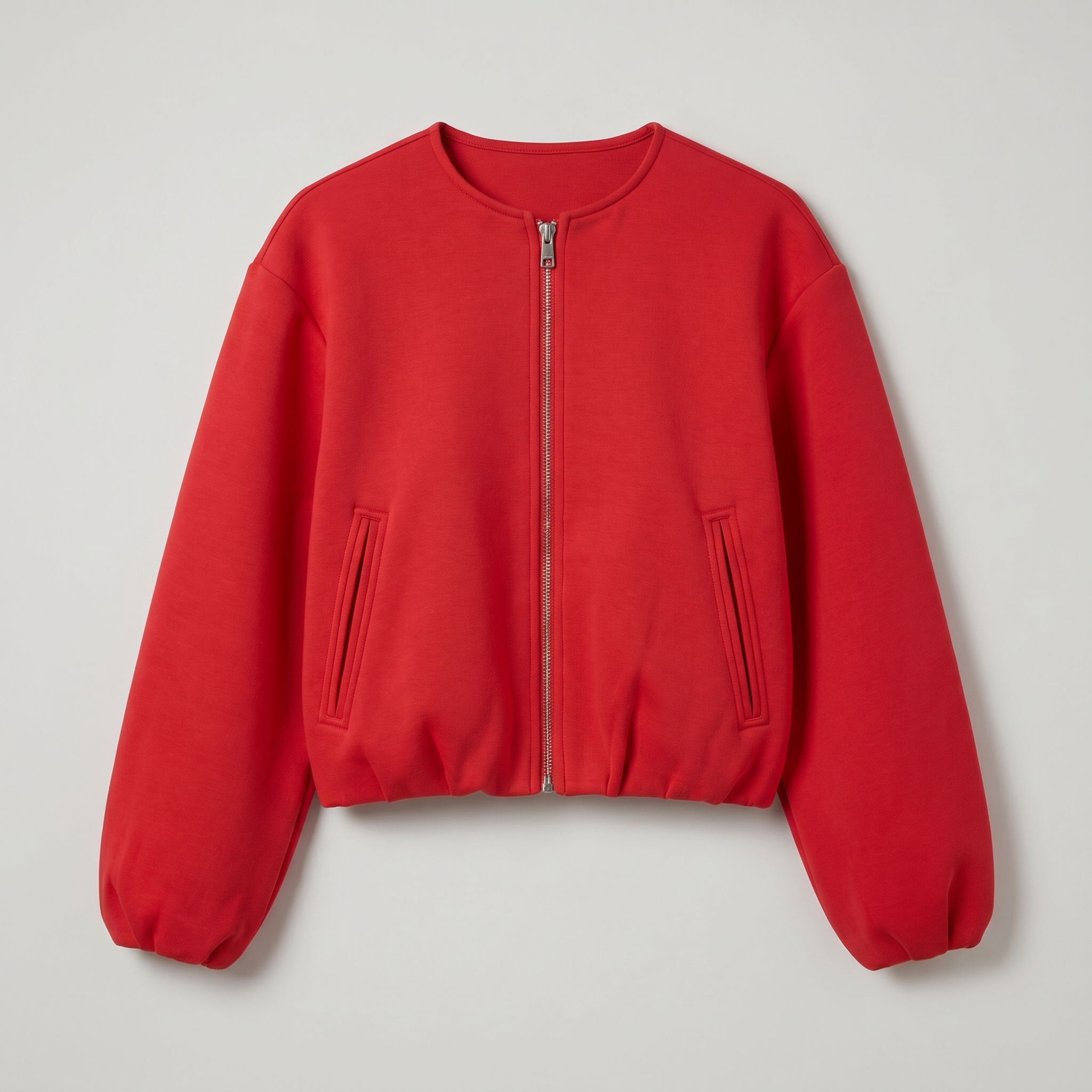 Women’s Cropped Bomber Jacket - Zip Front Soft Fit