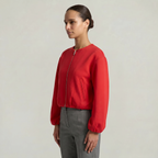 Women’s Cropped Bomber Jacket - Zip Front Soft Fit