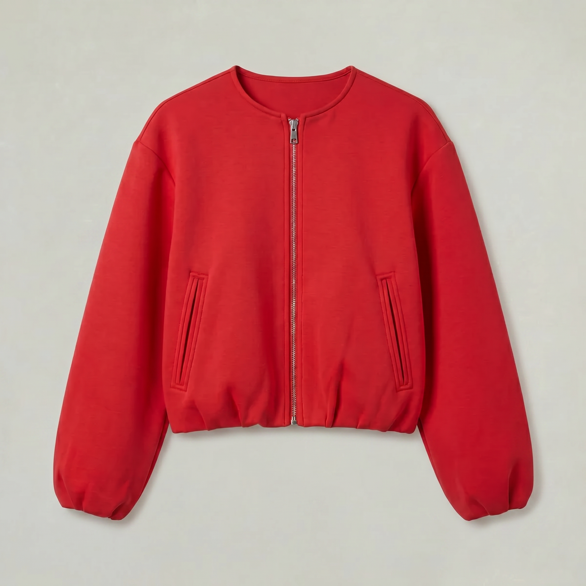 Women’s Cropped Bomber Jacket - Zip Front Soft Fit