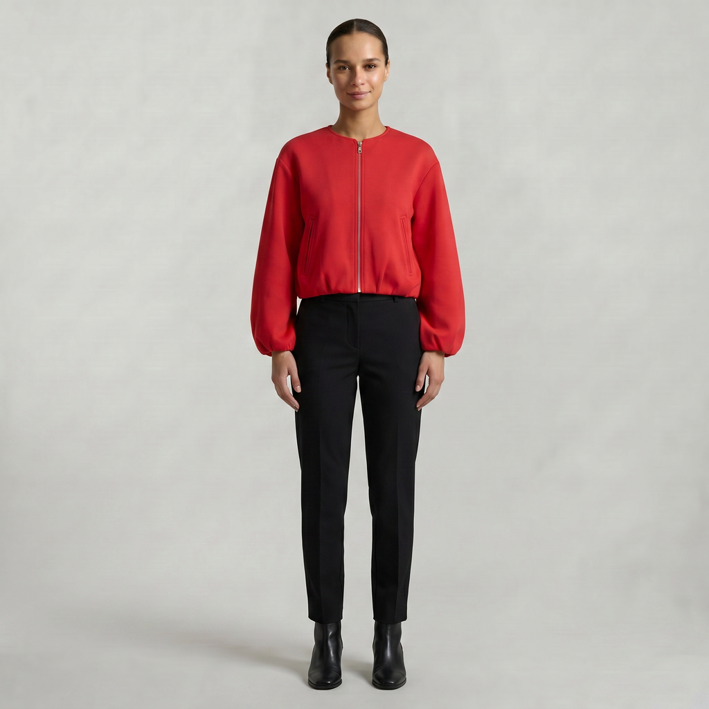 Women’s Cropped Bomber Jacket - Zip Front Soft Fit
