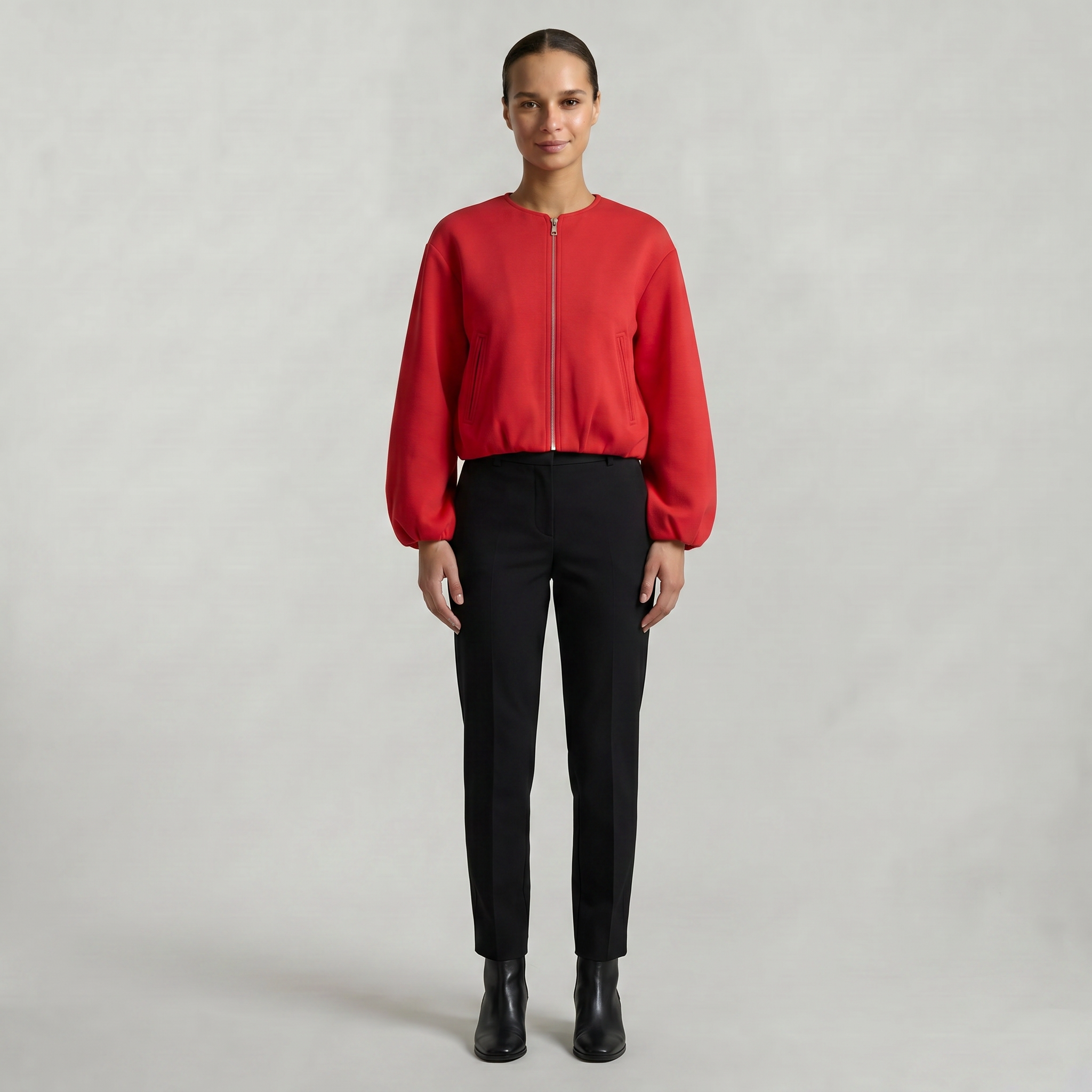 Women’s Cropped Bomber Jacket - Zip Front Soft Fit